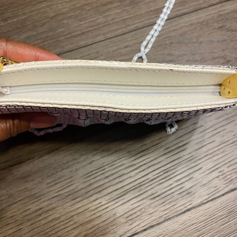 Vintage Metal Mesh purse clutch crossbody white